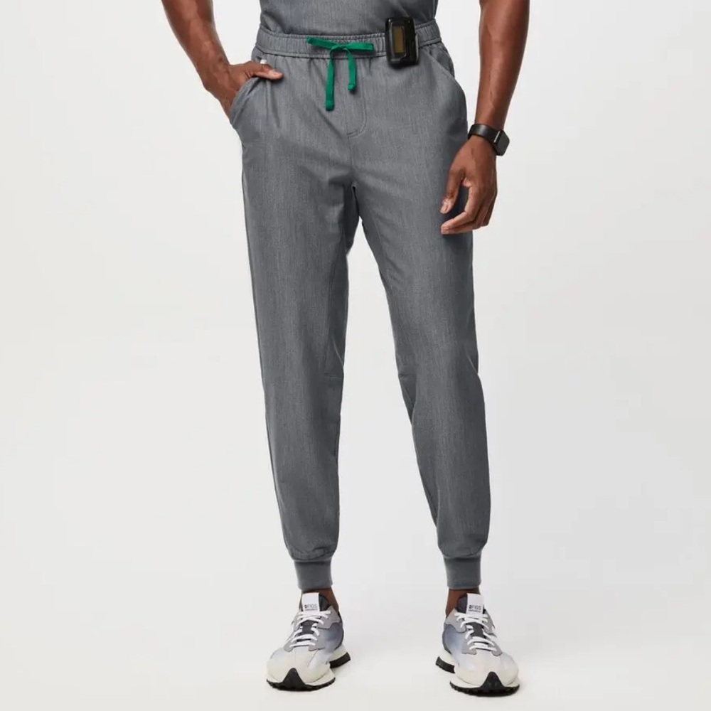 Figs Gray Joggers with Green Drawstring